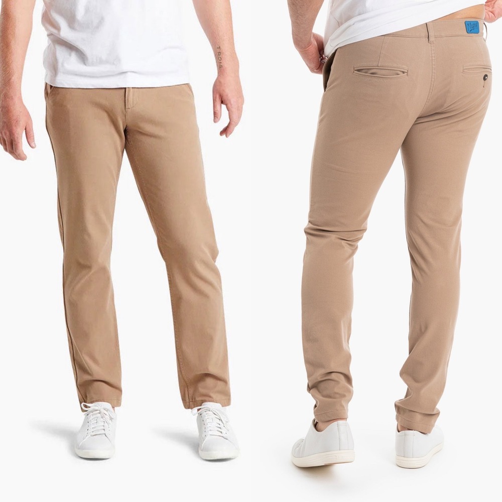 Mugsy Belmonts Mens Tan Khaki Chino Pants Stretch Casual Trousers 34x32 K6PNBG